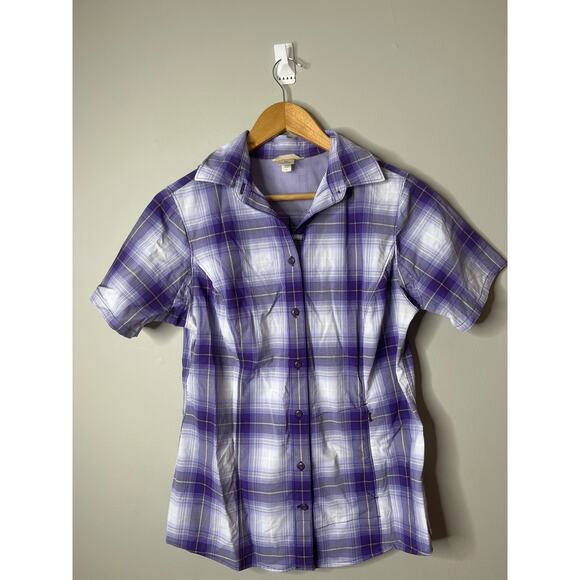 Duluth Trading Co Women's Purple Plaid Button Up XS - Picture 1 of 4